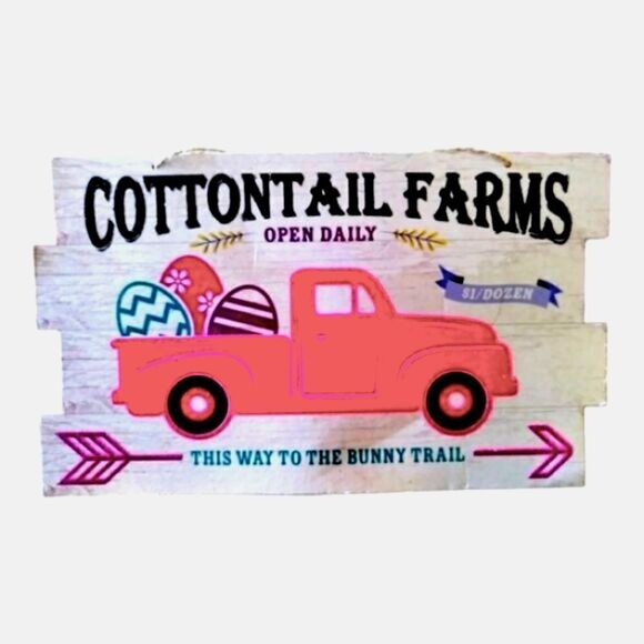 EASTER Happy decor COTTONTAIL FARMS Wall/Door SIGN - Picture 2 of 6